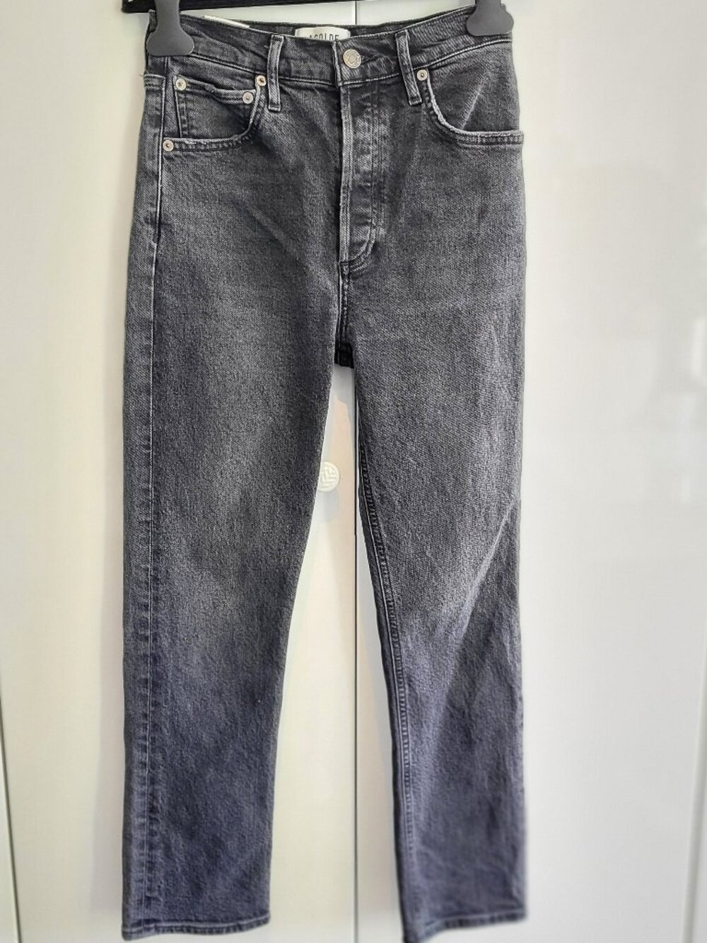 AGOLDE Riley High-rise Straight-leg Jeans Black Size 25 - Picture 2 of 10